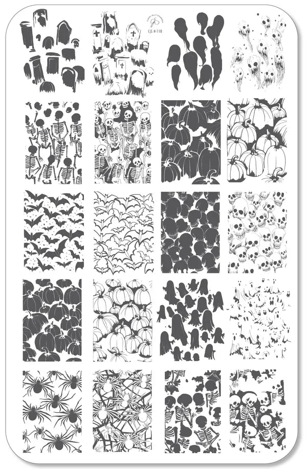 CjSH-122  Wallpaper - Nightmare Nights  |  Steel Nail Art Stamping Plate