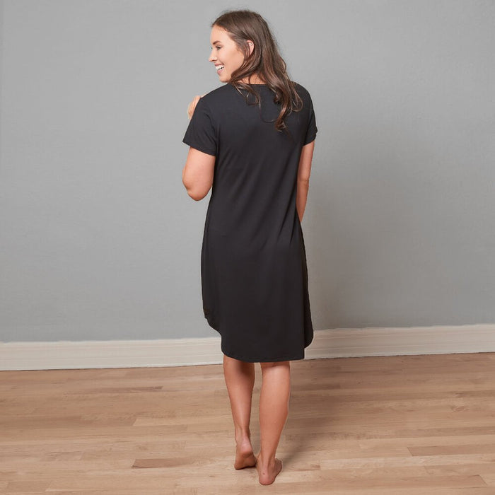 Claire Short Sleeve Nightgown: Black
