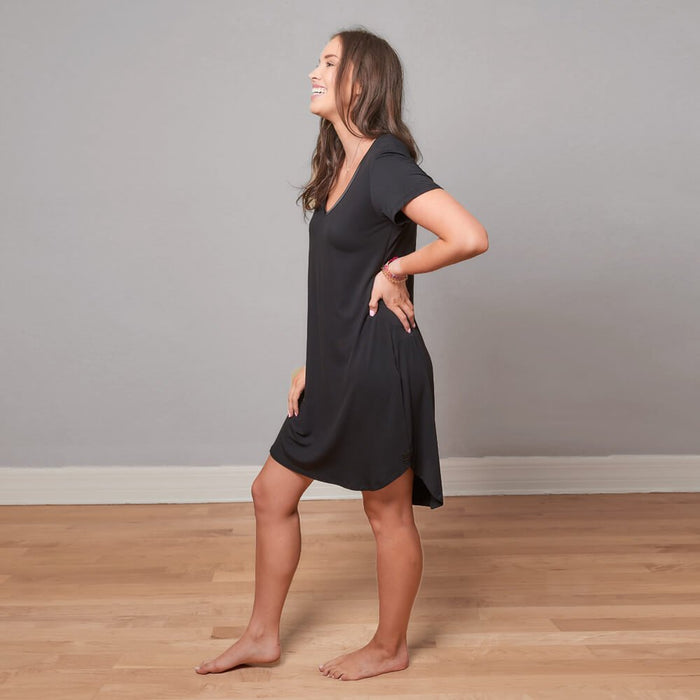 Claire Short Sleeve Nightgown: Black