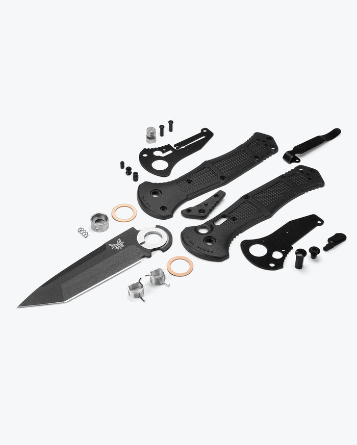 Black Benchmade Claymore Tanto Components - Exploded Parts View | Benchmade Knife Co.