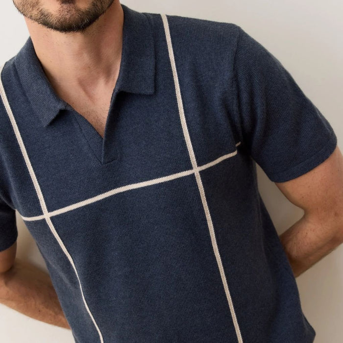 Cliff Sweater Polo Dark Indigo/Cream