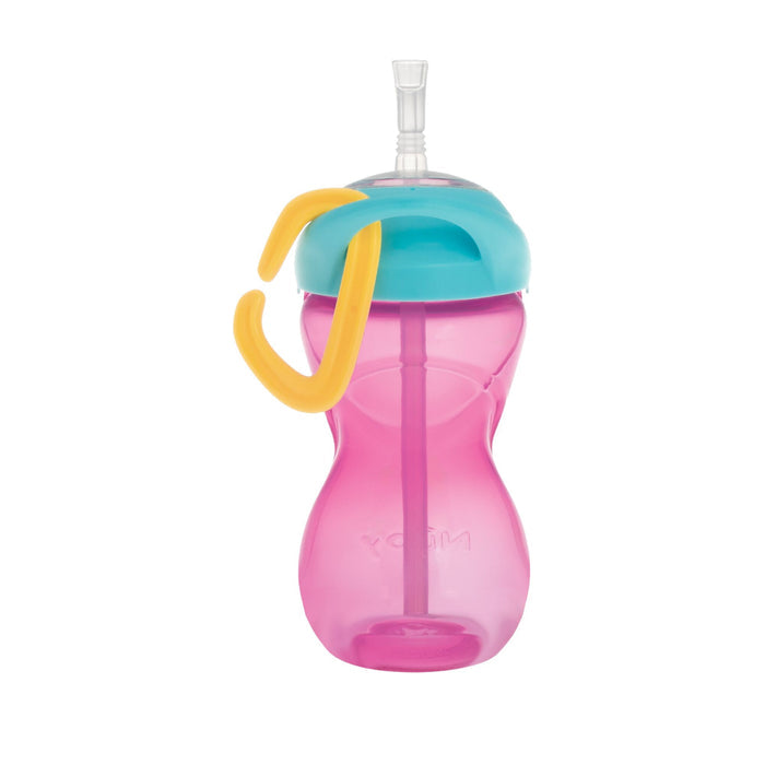 The Nuby Clik-it Travel Straw Cup with Carabiner (3 Pack) in Aqua, Pink, and Purple is perfect for little ones on the go, featuring a secure lid, clear straw, and handy carabiner for easy attachment.