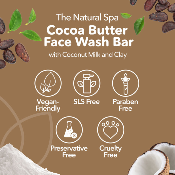 cocoa butter face wash bar, solid face wash, plastic-free skincare, vegan