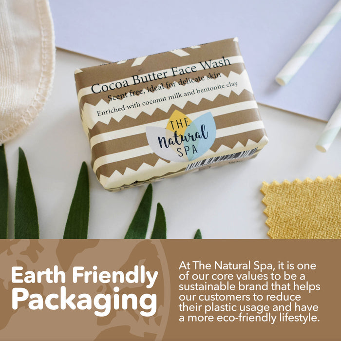 cocoa butter face wash bar, solid face wash, plastic-free skincare, vegan