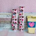 coffee before talkie apple watch band â blush silicone with coffee cups, beans and donuts; fits 38â49 mm