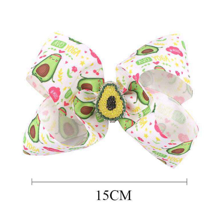Cute Avocado Print Hair Bow Clip - 15CM
