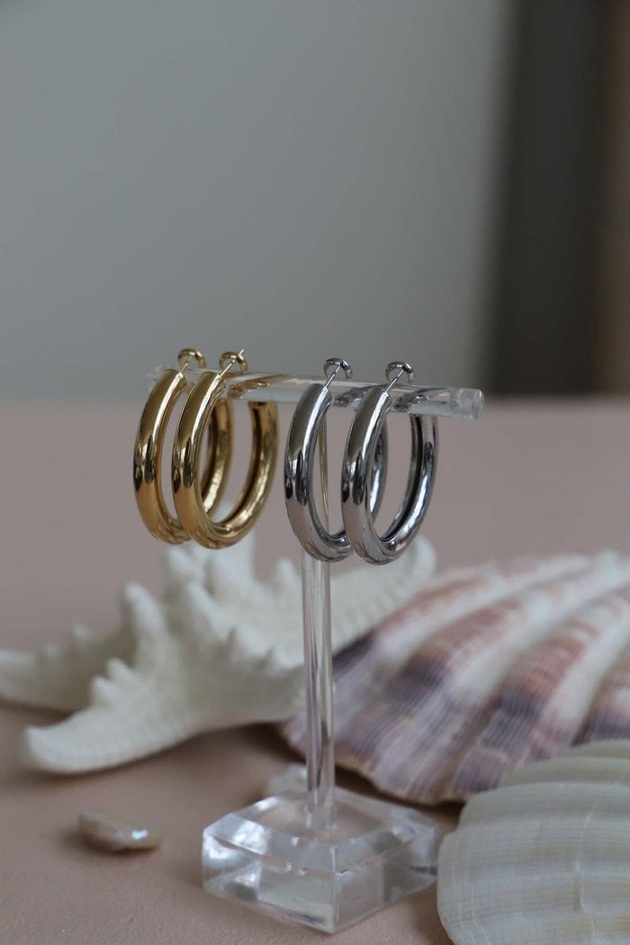 DISCONTINUED E1741S Silver Earrings-Colette Luxe Hoops