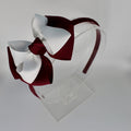Double Loop School Headband - Burgundy and White