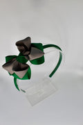 Double Loop School Headband - Forest Green and Grey