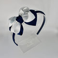 Double Loop School Headband - Navy Blue and White