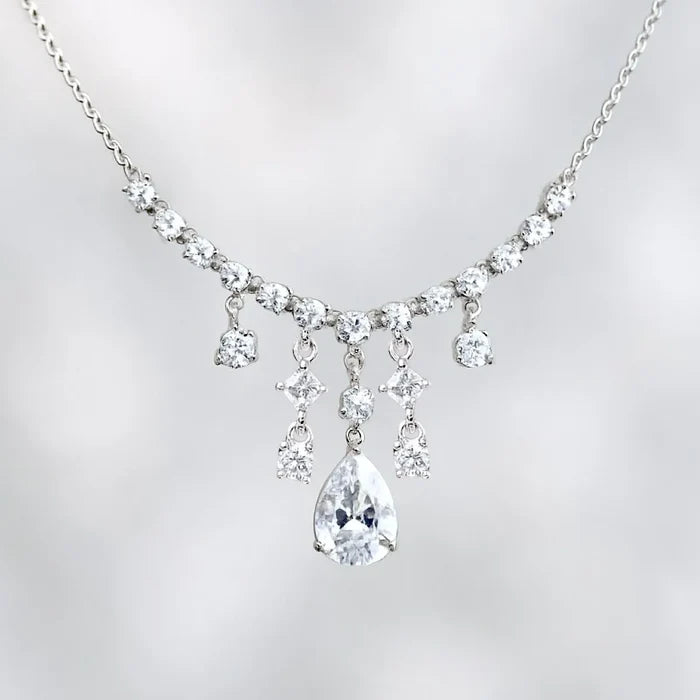Wedding Jewelry - Minimalist Cubic Zirconia Bridal Necklace 'Dream'