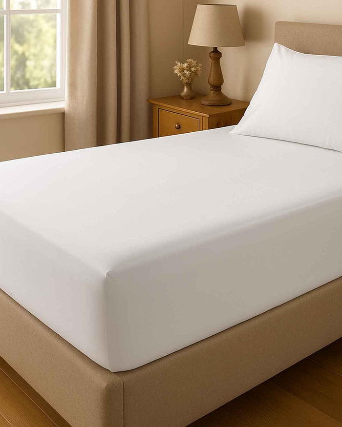 Easycare Polycotton Extra Deep Fitted Sheets - White - Country Collection