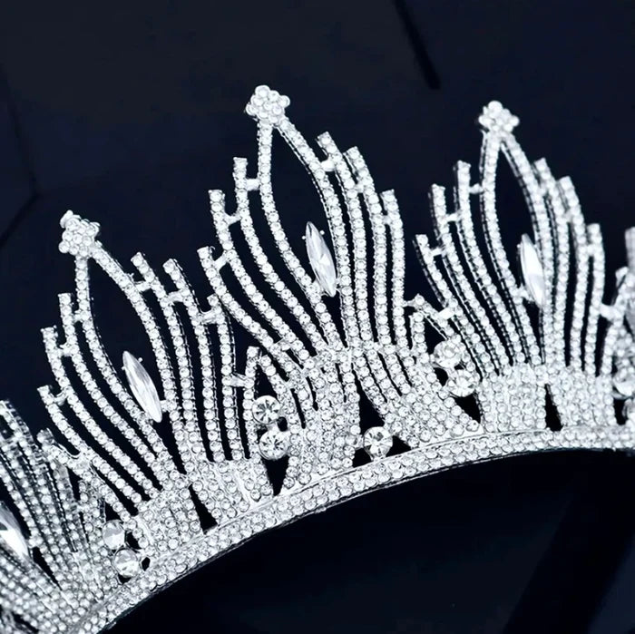Wedding Jewelry and Accessories - Silver Cubic Zirconia 3-Piece Bridal Jewelry Set With Tiara
