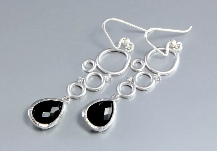"Ella" - Black Onyx Drop Earrings