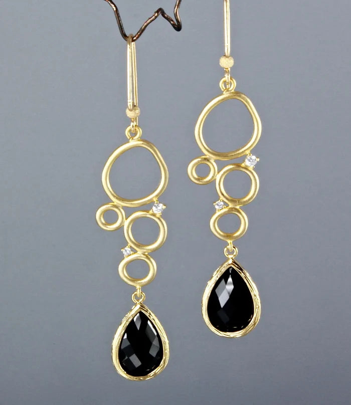 "Ella" - Black Onyx Drop Earrings