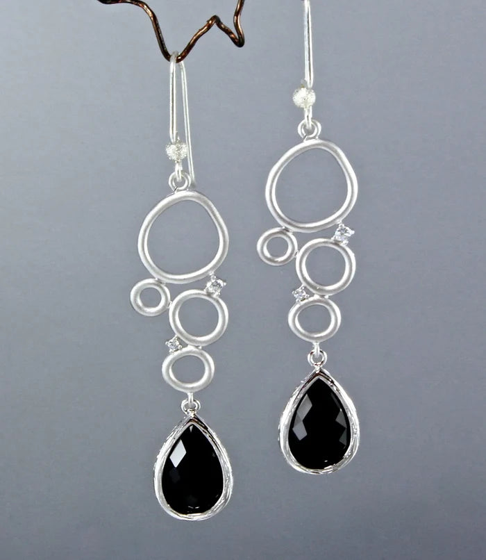 "Ella" - Black Onyx Drop Earrings