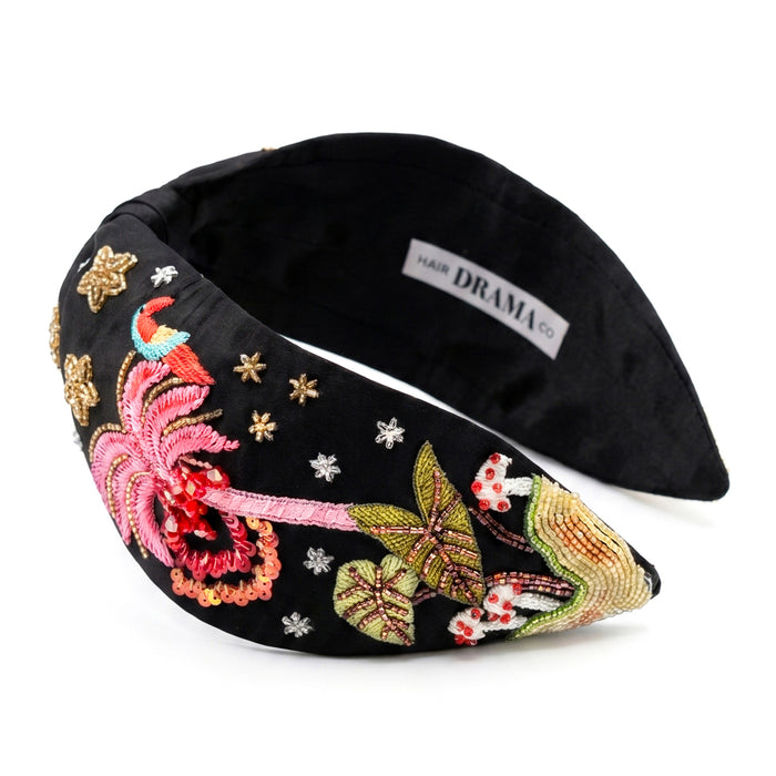Bold embellished bird headband perfect for concerts, destination dinners, and festive styling