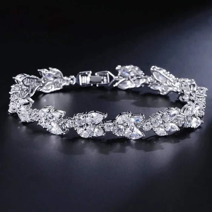 Wedding Jewelry - Cubic Zirconia Bridal Bracelet - Available in Silver, Rose Gold and Yellow Gold
