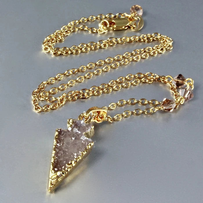 "Eros" - Drusy Agate Arrow Necklace