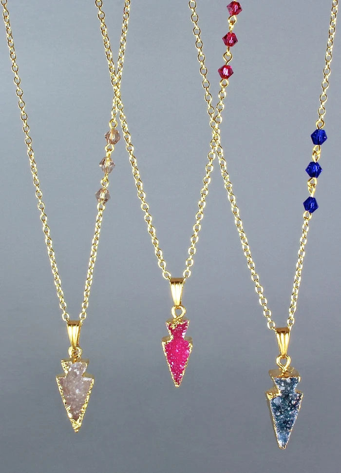 "Eros" - Drusy Agate Arrow Necklace