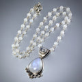 Wedding Jewelry - Rainbow Moonstone and Sterling Silver Necklace/Earrings/Set