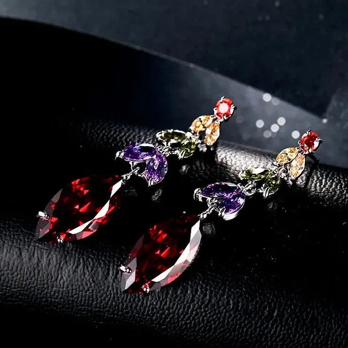 Wedding Jewelry - Colorful Cubic Zirconia Bridal Earrings