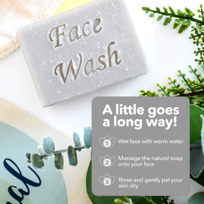 exfoliating face wash bar, solid face wash, plastic-free skincare, vegan