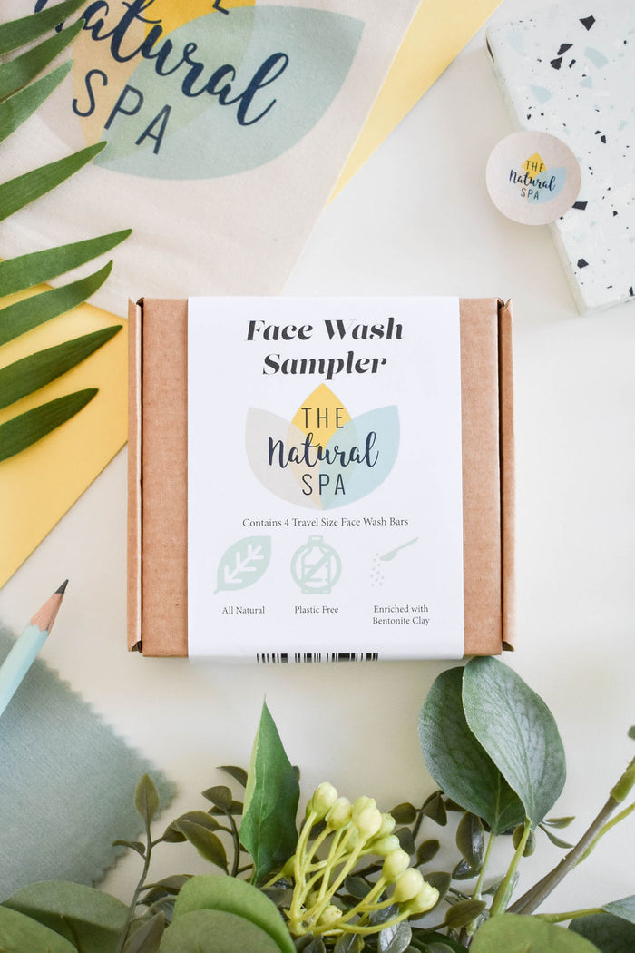 face wash sampler pack, gift set, solid face wash, plastic-free skincare, vegan, travel-sized