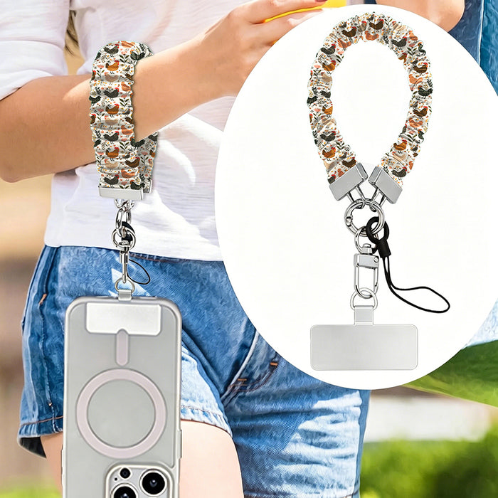 Fall Blooms autumn floral scrunchie phone wrist strap in orange and cream from Fancy Bands