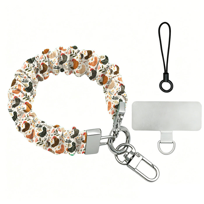 Fall Blooms autumn floral scrunchie phone wrist strap in orange and cream from Fancy Bands