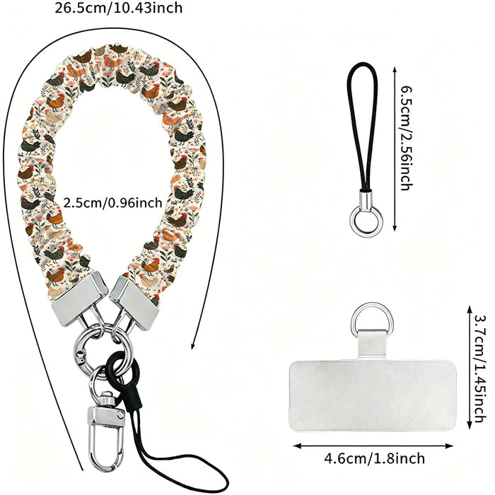 Fall Blooms autumn floral scrunchie phone wrist strap in orange and cream from Fancy Bands