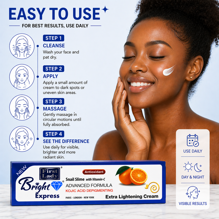 First Lady Bright Express Cream 50g | Vitamin C, Kojic Acid & Snail Mucin Brightening Face Cream for Glow & Even Skin Tone