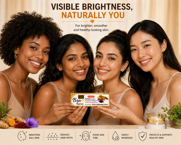 First Lady Bright Express Turmeric & Saffron Cream 50g | Kojic Acid, Vitamin C & E Brightening Face Cream for Glow & Even Skin Tone