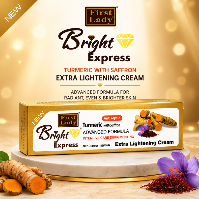 First Lady Bright Express Turmeric & Saffron Cream 50g | Kojic Acid, Vitamin C & E Brightening Face Cream for Glow & Even Skin Tone