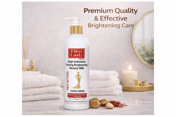First Lady HD Skin Brightening Lotion 500ml – Kojic Acid, Vitamin C, Lactic Acid, Argan Oil | Glow Up & Glow Booster