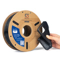 flexible TPU filament 85A 1kg black spool with 3D printed ergonomic grip handle sample
