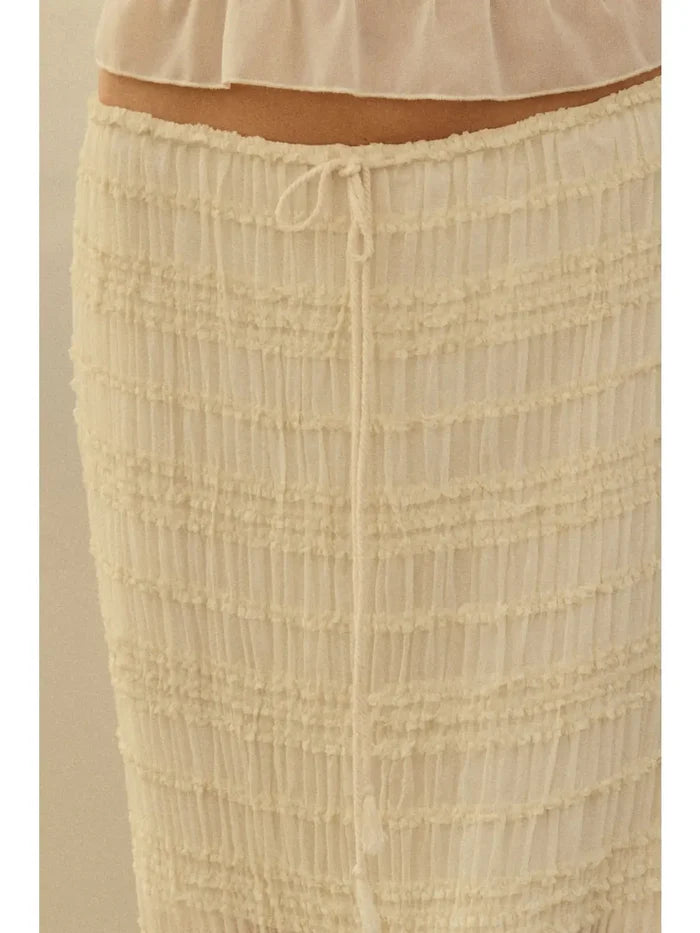 Gathered Tiered Ruffle Drawstring Maxi Skirt