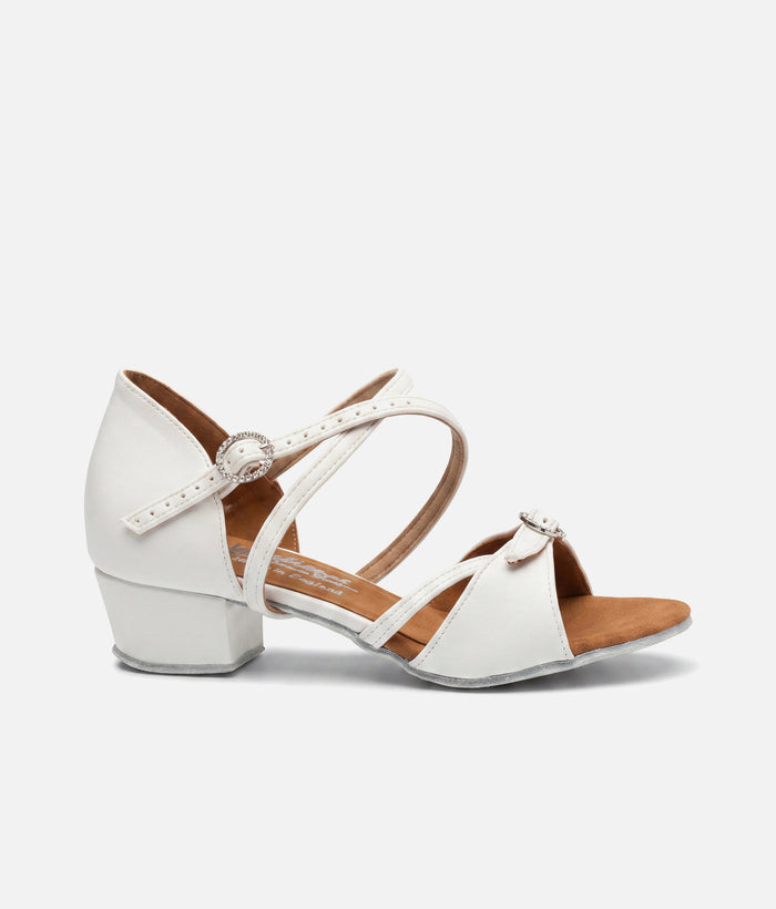 Girls Natasha White Ballroom & Latin Competition Shoes • Lightweight Feel