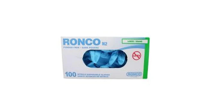Gloves - Ronco Nitrile Blue (Powder-free) Large (100/Box)