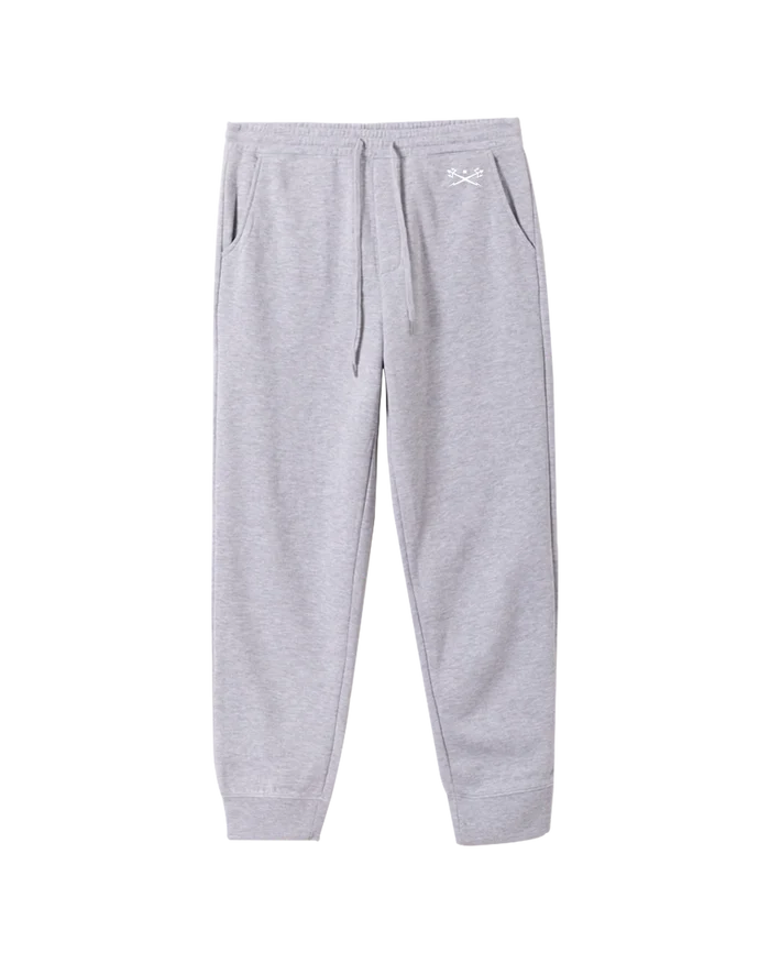 Dark Seas Go To V2 heather grey men's fleece jogger sweatpants with drawstring waist and elastic ankle cuffs
