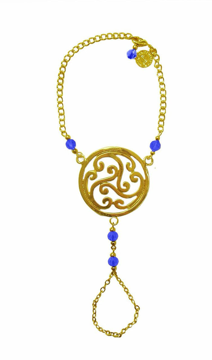 Gold Celtic Finger Bracelet - Adjustable Hand Chain Knot Design