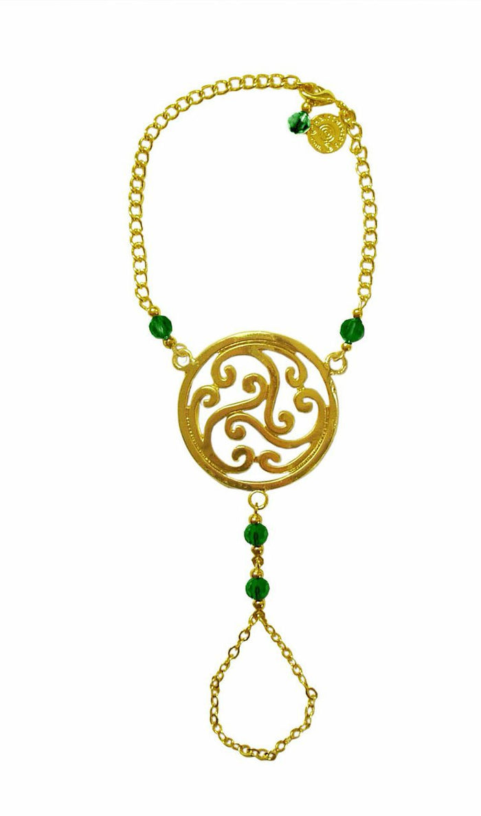 Gold Celtic Finger Bracelet – Adjustable Hand Chain with Unique Knot Design