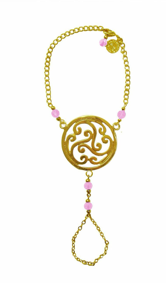 Gold Celtic Finger Bracelet – Adjustable Hand Chain with Unique Knot Design
