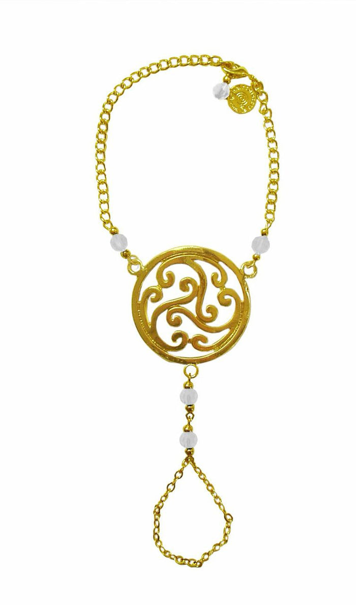 Gold Celtic Finger Bracelet – Adjustable Hand Chain with Unique Knot Design