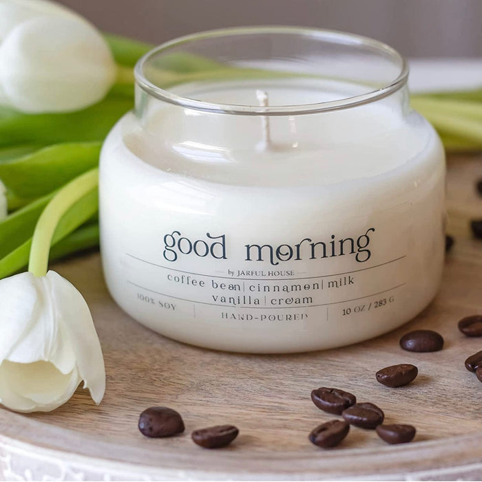 Good Morning Coffee Scent Soy Candle  10 oz - Jarful House