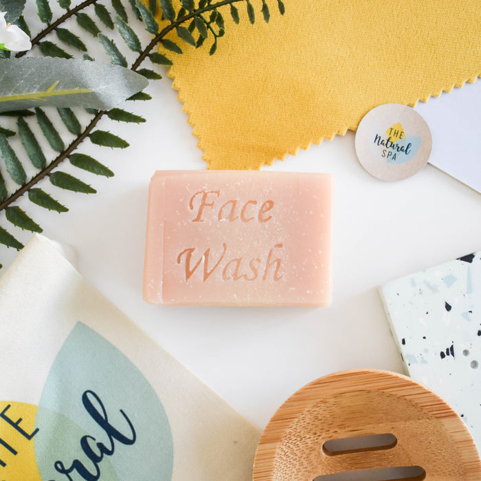 grapefruit lemongrass face wash bar, solid face wash, plastic-free skincare, vegan