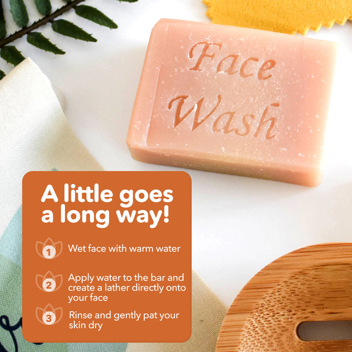 grapefruit lemongrass face wash bar, solid face wash, plastic-free skincare, vegan