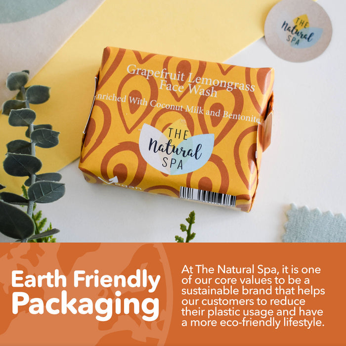 grapefruit lemongrass face wash bar, solid face wash, plastic-free skincare, vegan