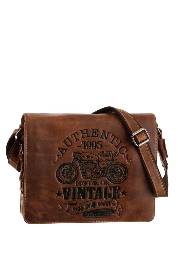 GREENBURRY CAFE RACER A4 KOERIERSTAS BRUIN LEER