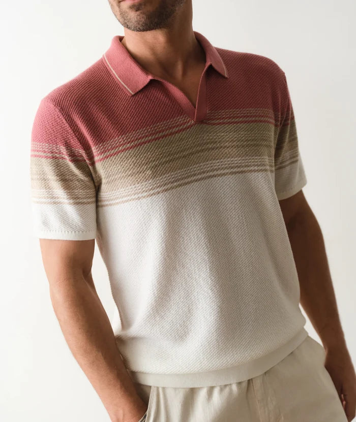 Greyson Sweater Polo Withered Rose/Oatmeal